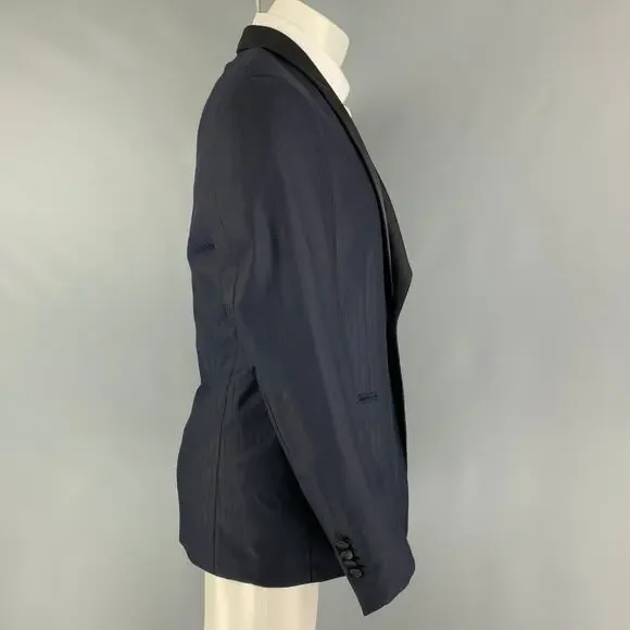 BRIONI Size 40 Navy Stripe Wool Tuxedo Sport Coat